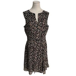 Halogen Black Pink Sleeveless Flowy Sundress‎ Sun Dress Lined Dots Size 12 Party